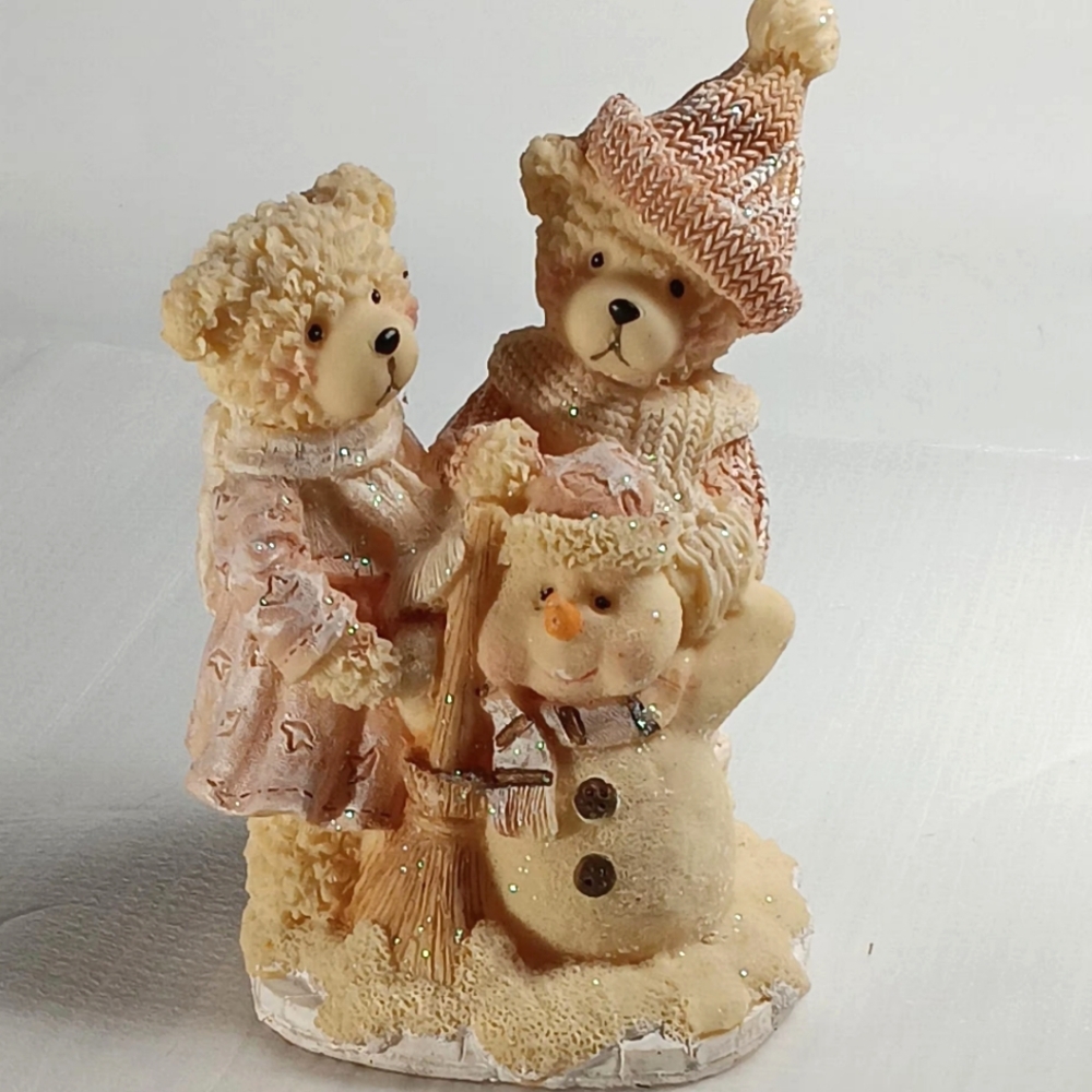 Greenbrier Inter'l #839327 Glittered Bears Decorating a Snowman